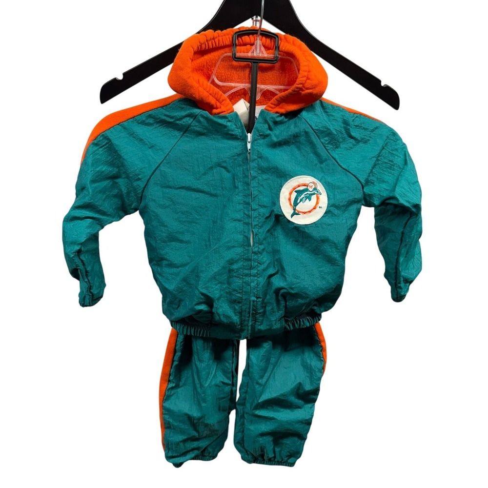 Vintage RARE 1990's Team NFL by Babyfair Kids Miami Dolphins 4T Track Suit Set